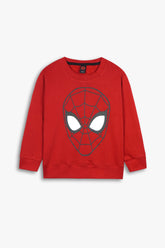 Boys Red Fleece Spider Man-Sweat Shirt